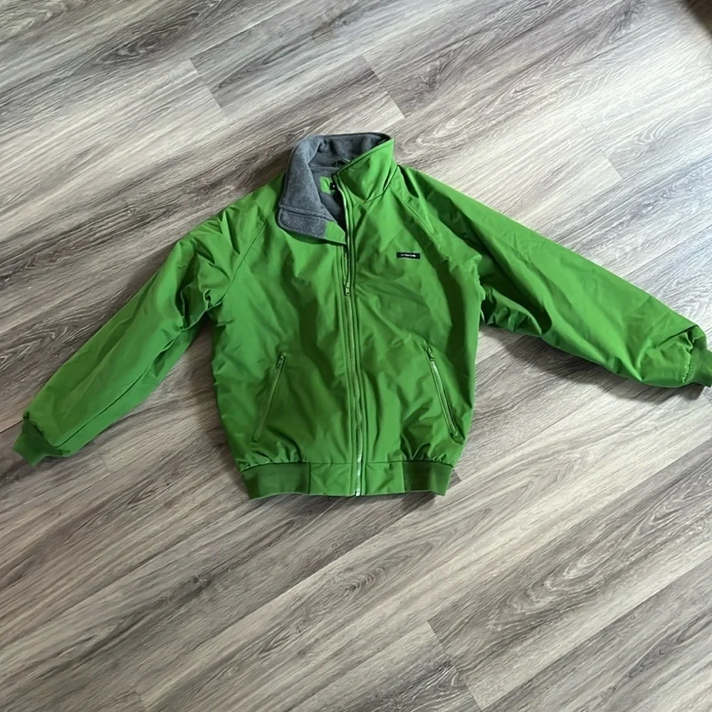 Lands End men’s Green Bomber Jacket Medium Winter Full zip Outdoor waterproof - Picture 1 of 9